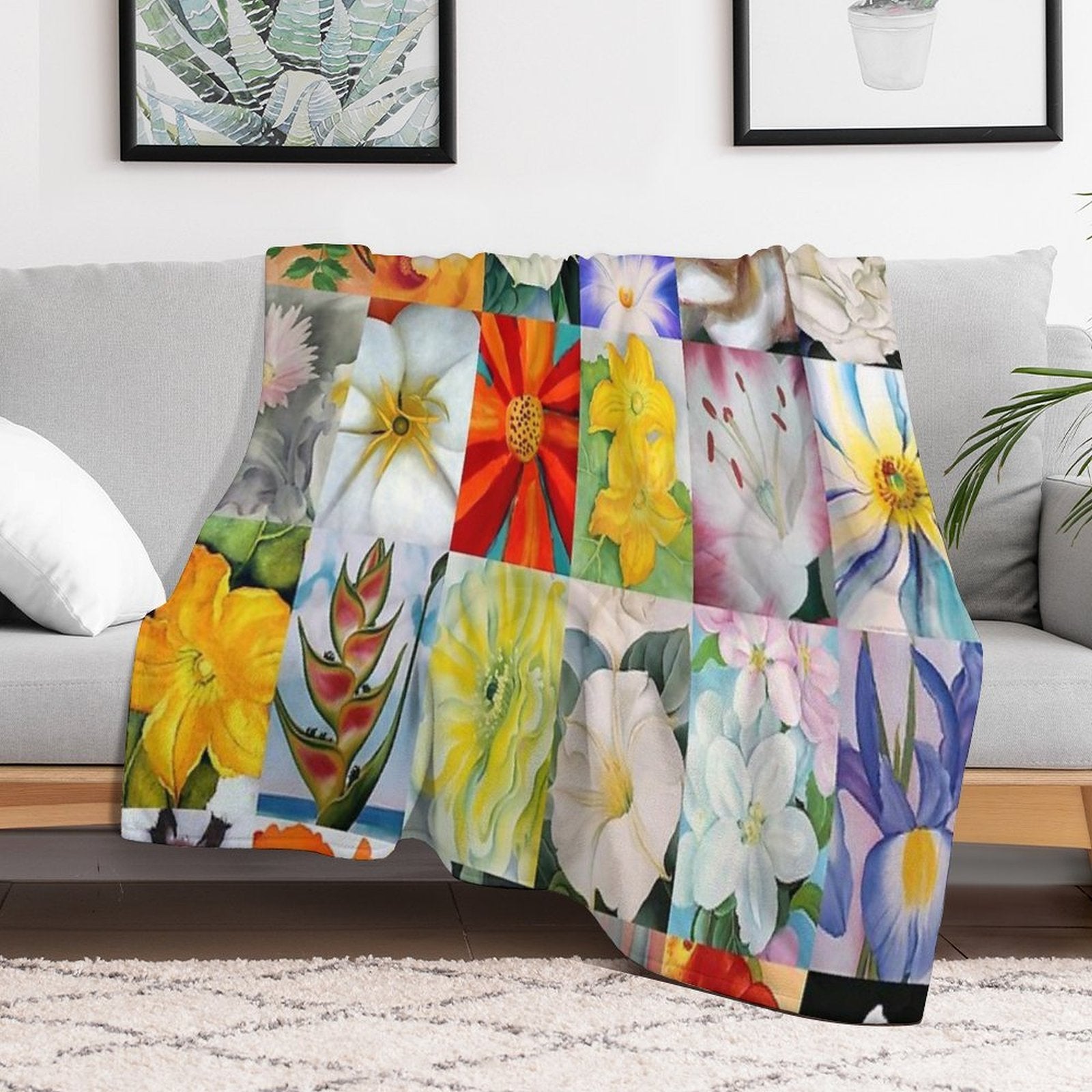 Georgia O'Keeffe Flowers Premium Throw Blanket