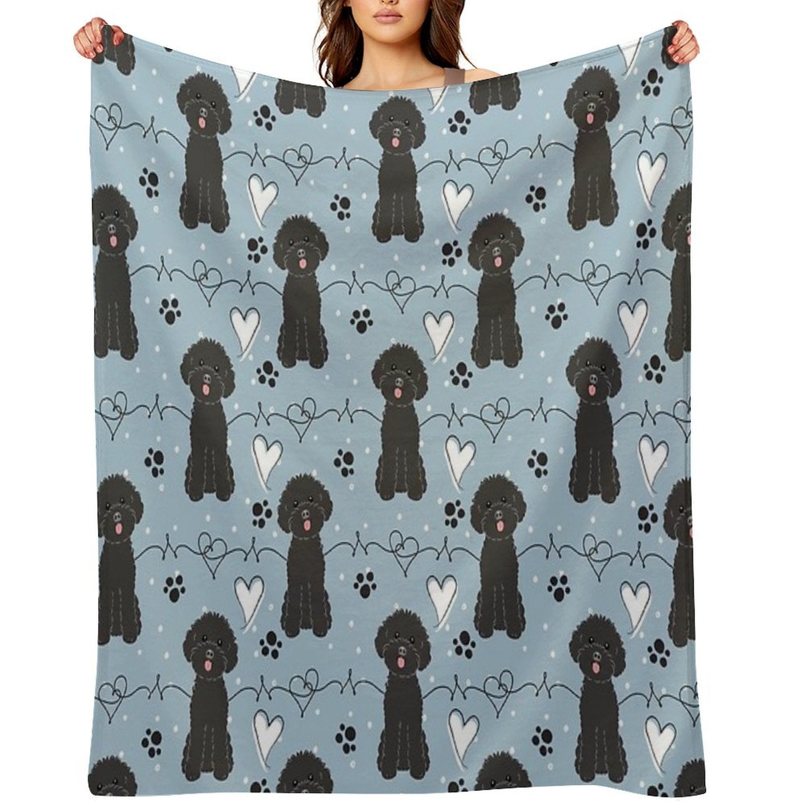 LOVE Black Toy Poodle Durable Throw Blanket