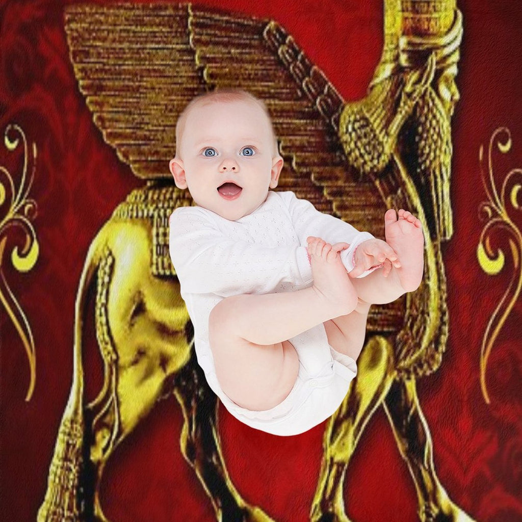 Assyrian LAMASSU ( WInged Bull) Anti-pilling Throw Blanket
