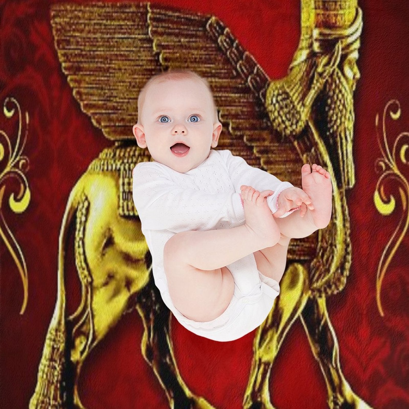 Assyrian LAMASSU ( WInged Bull) Anti-pilling Throw Blanket