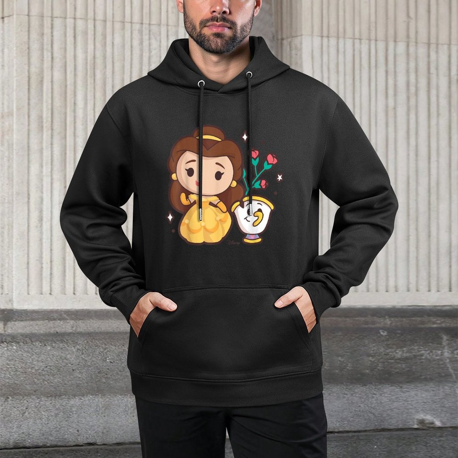 Disney Princess - Belle And Chip Teacup Medium-Weight Fabric Hoodie