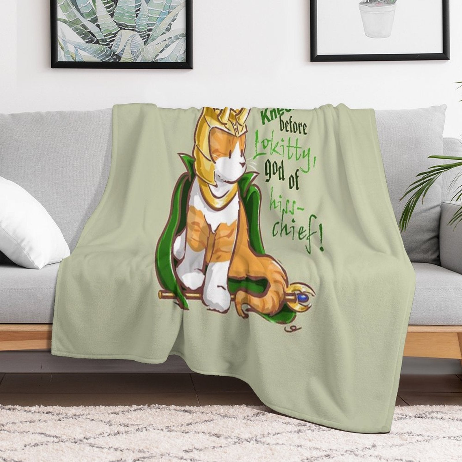 Kneel Before Lokitty! (chibi Version) Eco-conscious Throw Blanket