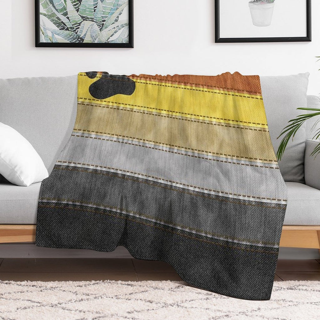 Denim Textured Seamless Gay Bear Pride Flag Pattern Gift-ready Throw Blanket