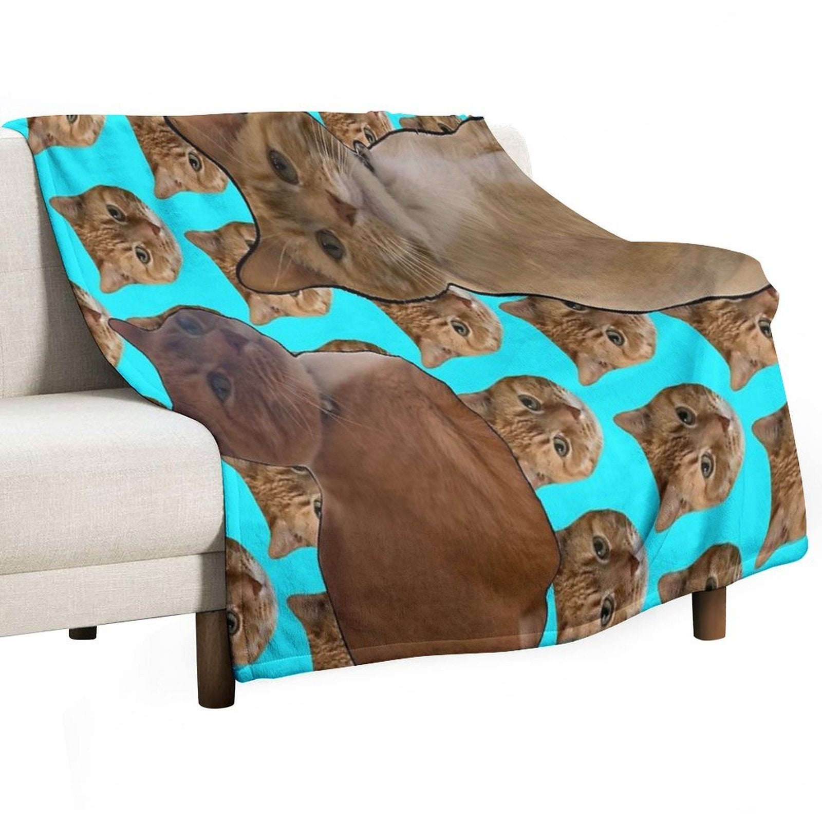 Field of Ginger Cats Named Steve Easy Care Throw Blanket