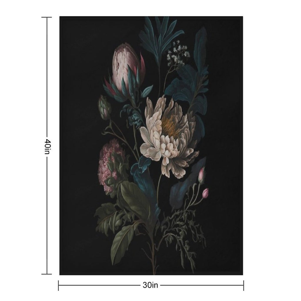 Dark Academia Peony Botanical All-season Throw Blanket