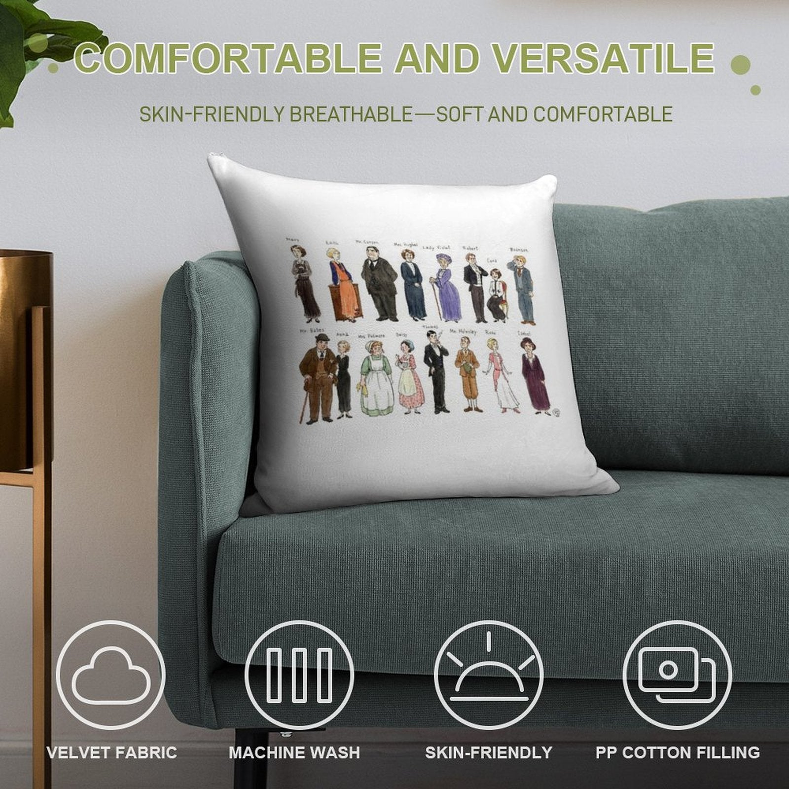 Downton A. Portraits Soft Home Decor Throw Pillow