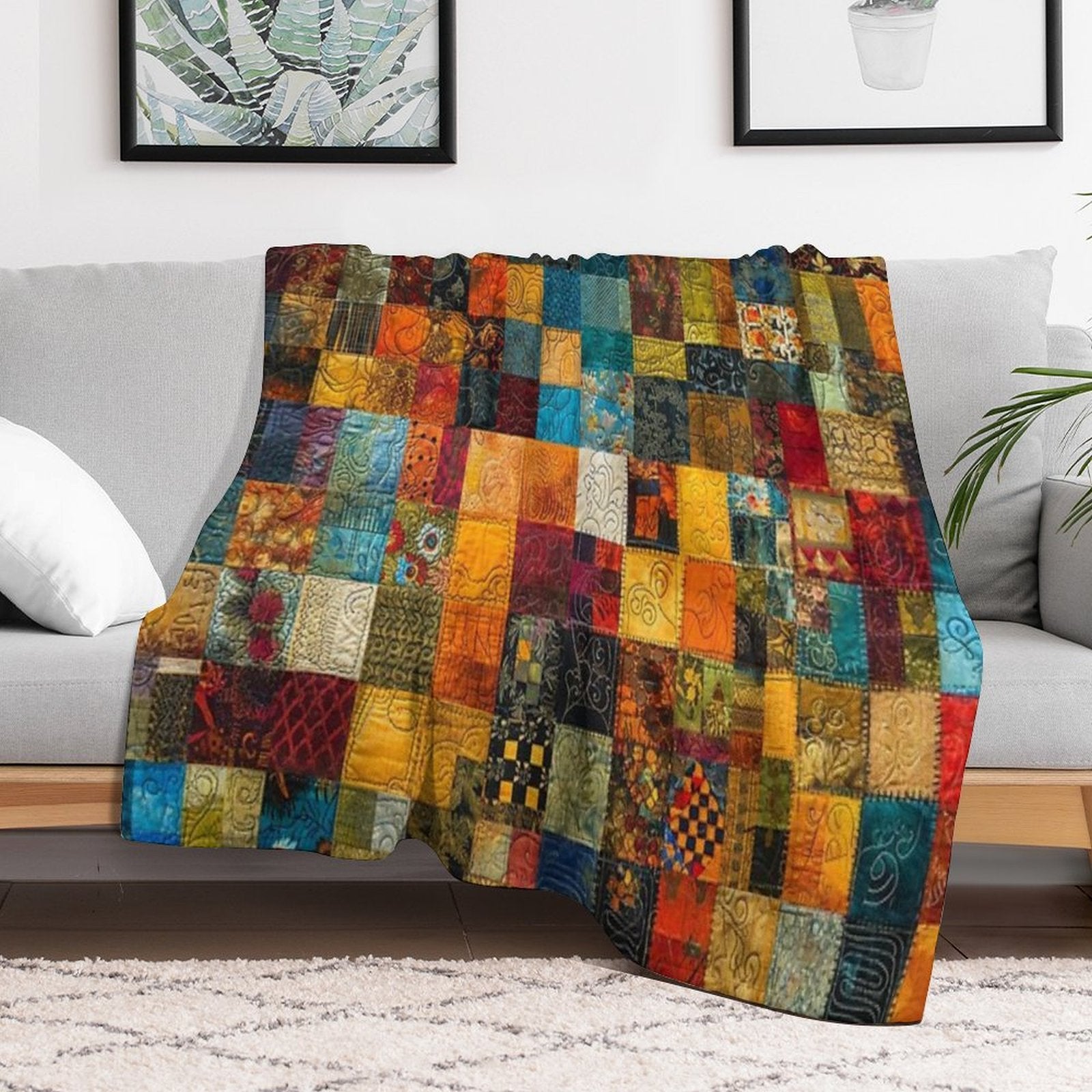 Kaleidoscope Quilt Pattern - Textile Art Explosion Durable Throw Blanket