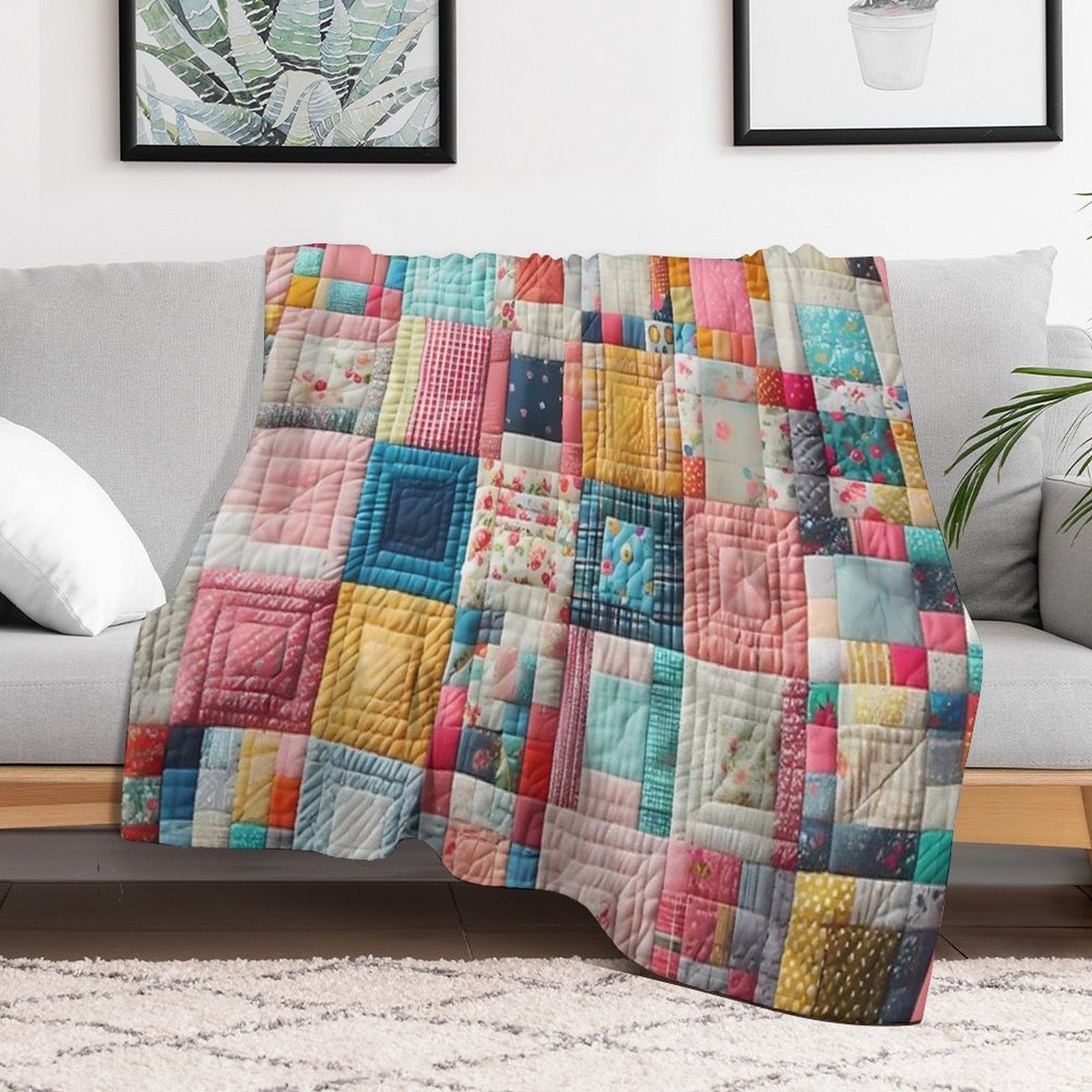 Patchwork Tapestry A Mosaic of Cozy Memories Premium Throw Blanket