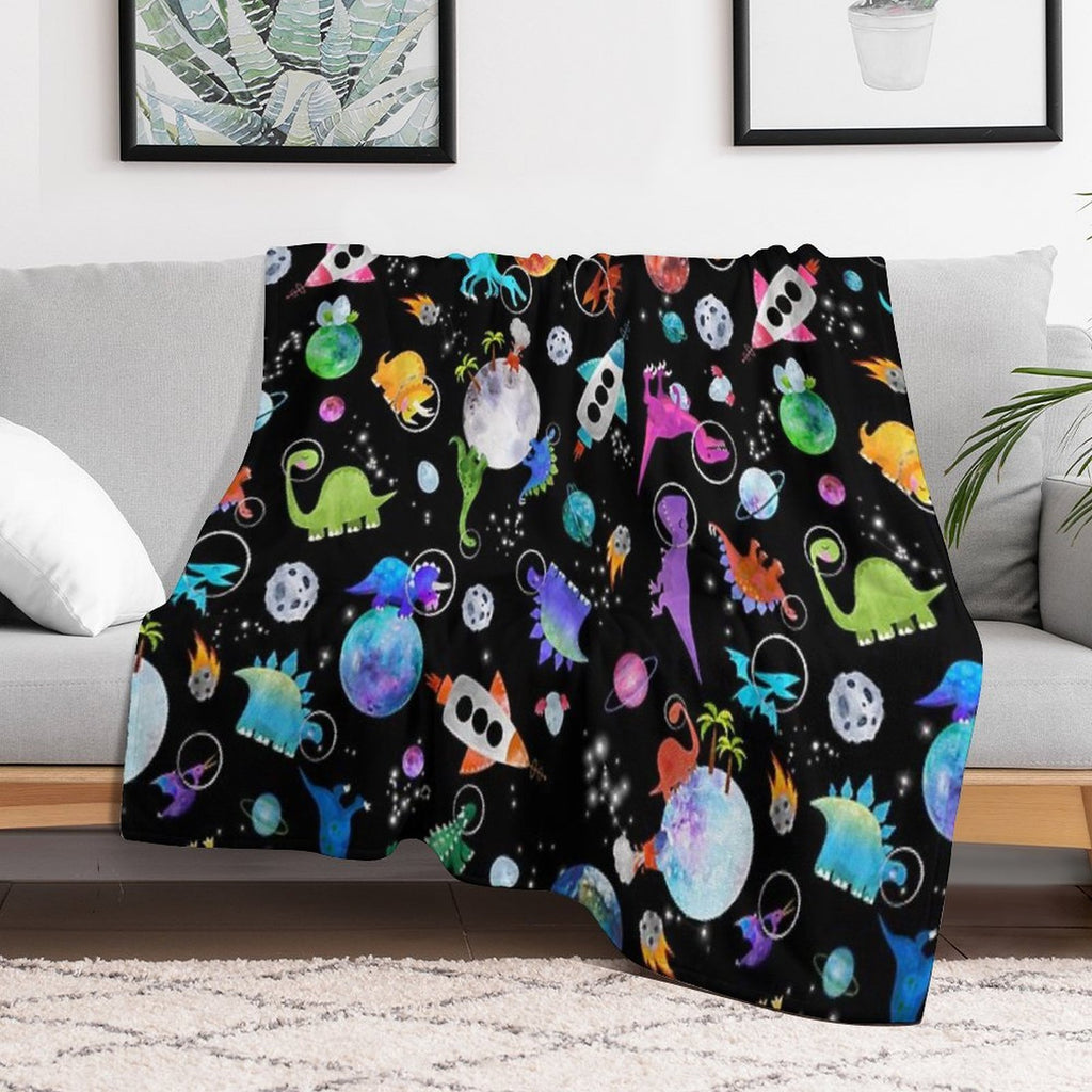Dinosaur Astronauts In Outer Space Anti-pilling Throw Blanket