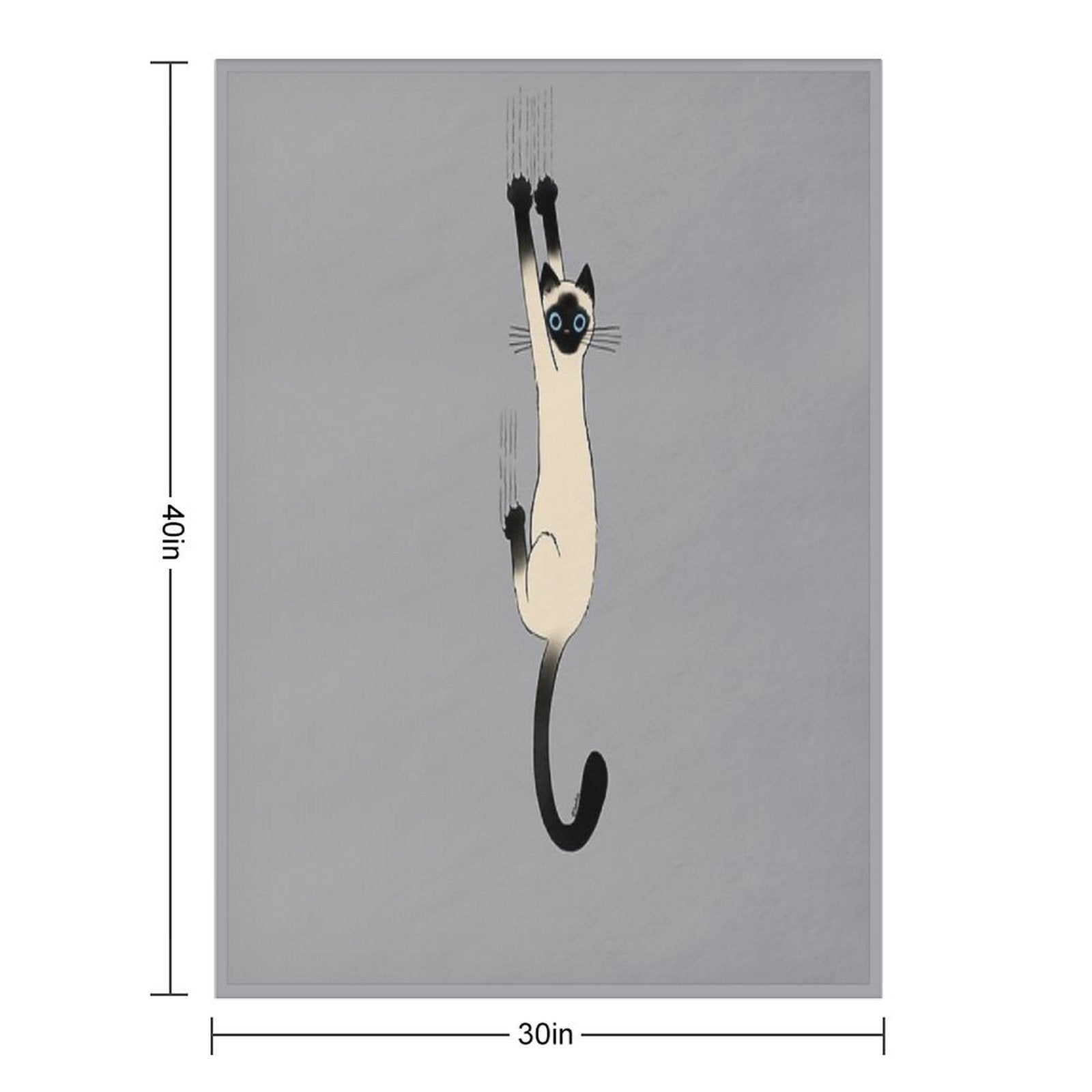 Siamese Cat Hanging On with Claws Funny Cat Holding On Wrinkle-free Throw Blanket