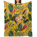 Vintage Yellow Tropical Bird Jungle Botanical Garden Nightgarden Eco-conscious Throw Blanket