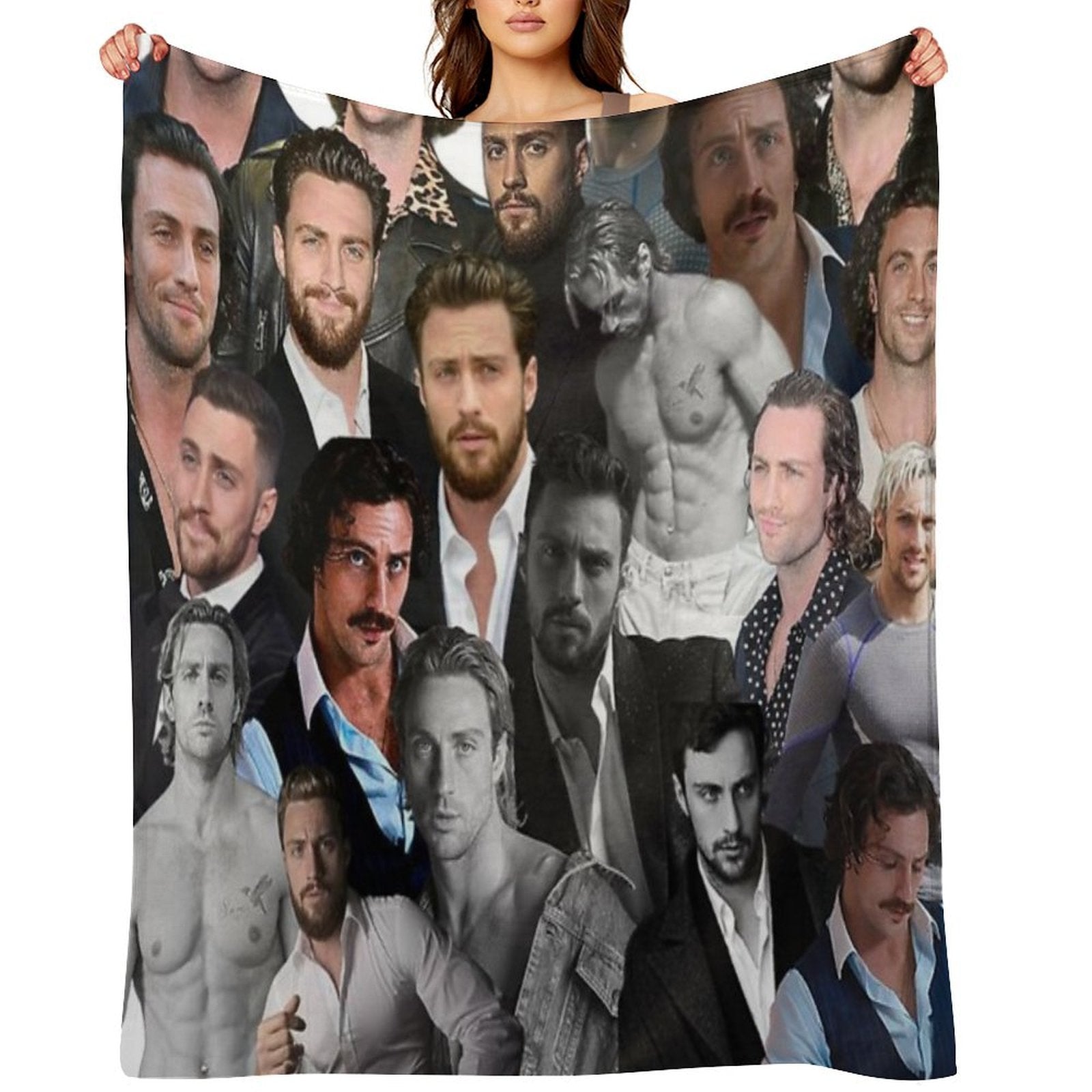 Aaron-taylor Johnson Photo Collage Plush Throw Blanket