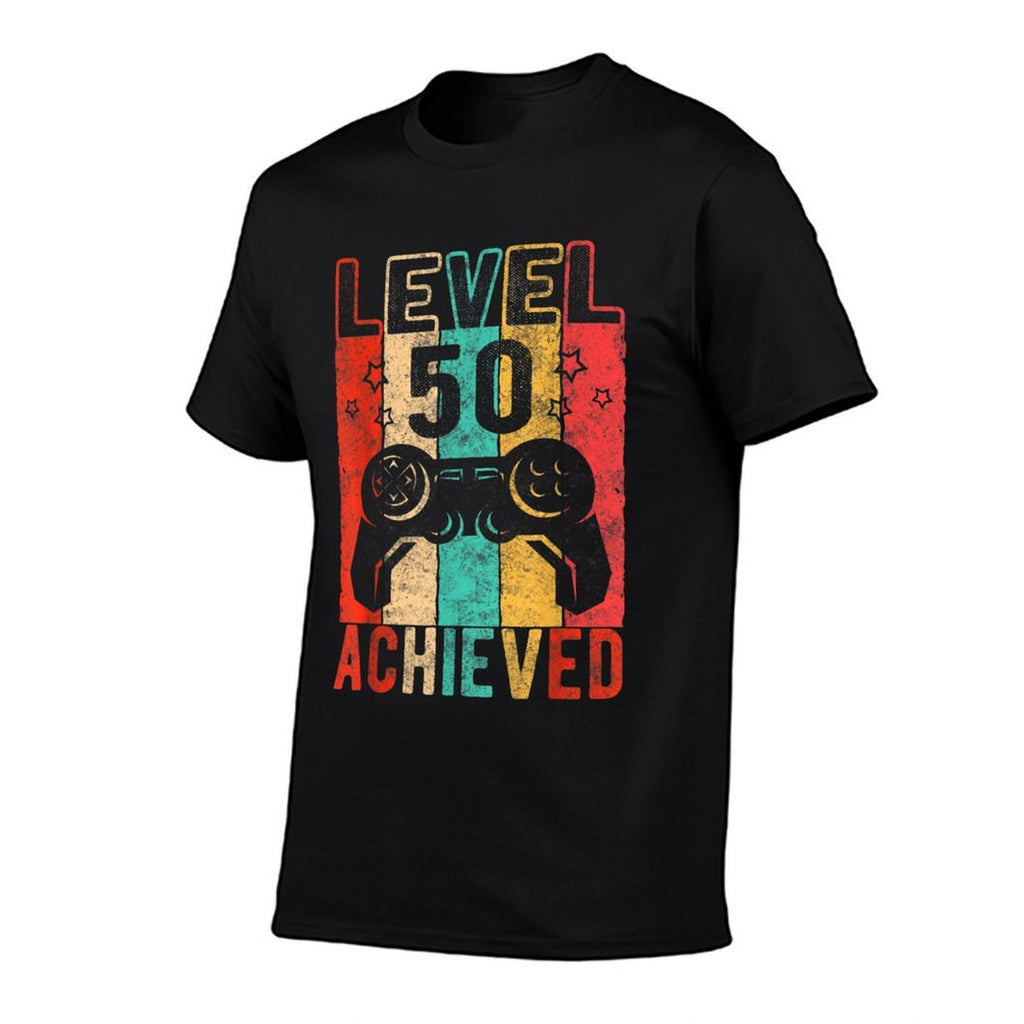 Birthday Chops - 50th Birthday Level 50 Achieved, Distressed Retro Black Unisex Adult  High-quality Stitching T-Shirt
