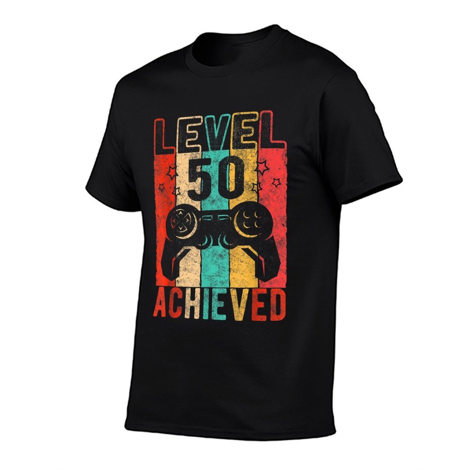 Birthday Chops - 50th Birthday Level 50 Achieved, Distressed Retro Black Unisex Adult  High-quality Stitching T-Shirt