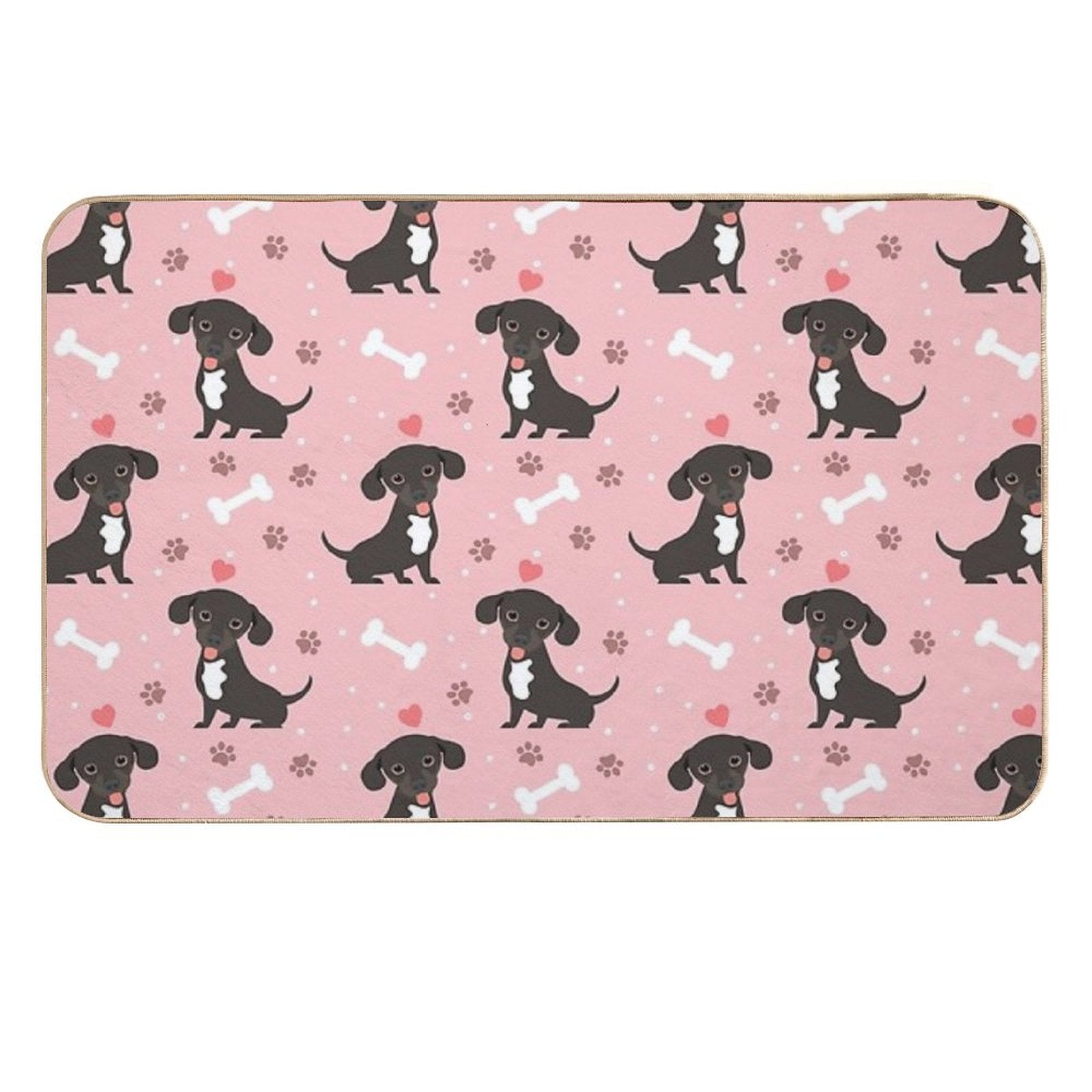 LOVE Black And White Chiweenie Dachshund Chihuahua Mix  Anti-Trip Bath Mat