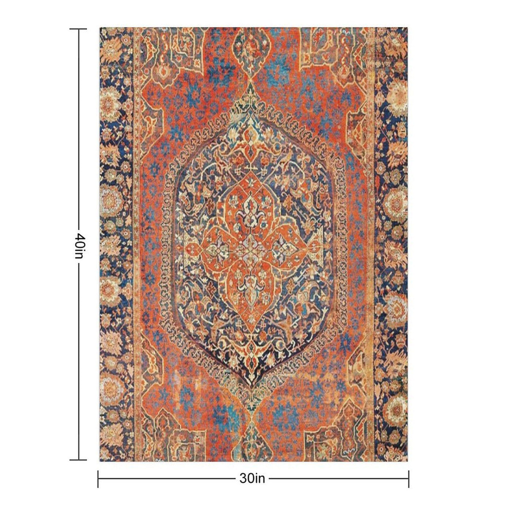 17th Century Turkish Carpet Print Easy Care Throw Blanket