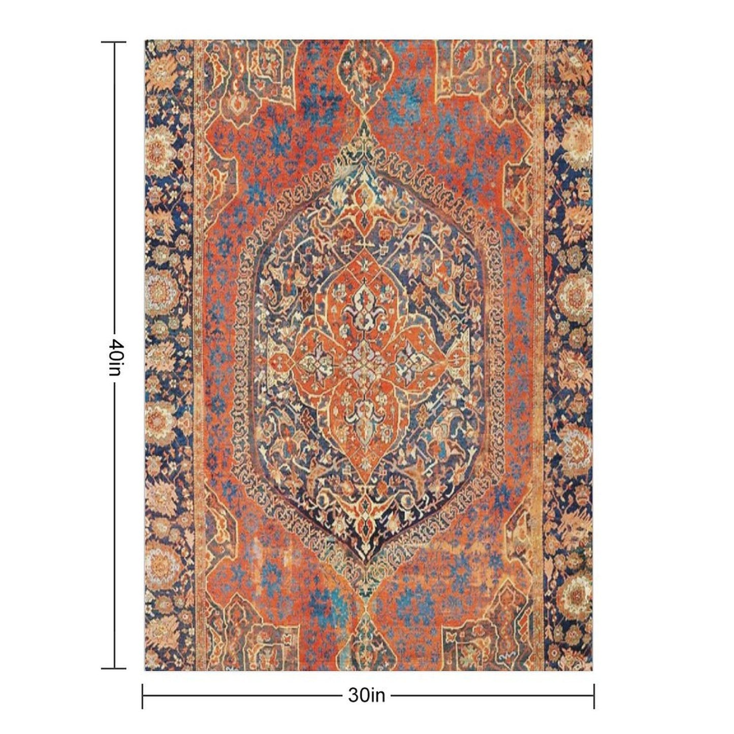 17th Century Turkish Carpet Print Easy Care Throw Blanket