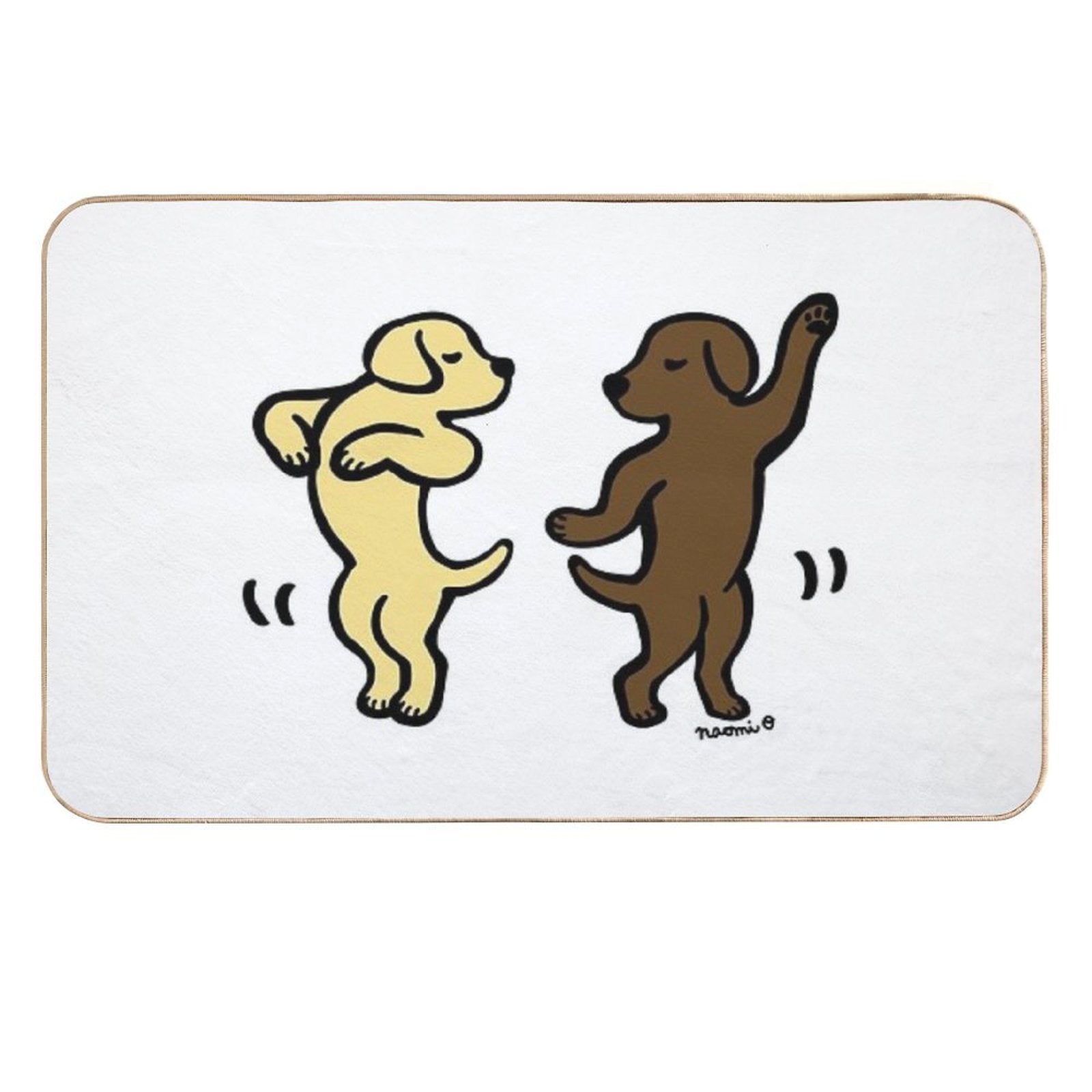 Dancing Yellow And Chocolate Labradors  Dirt-Trapping Bath Mat
