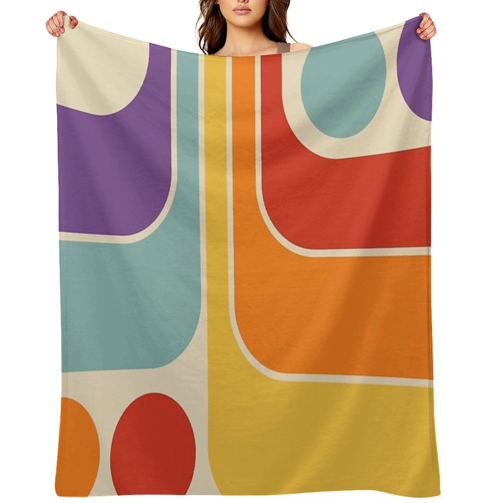 Retro Geometric Design 628 Eco-conscious Throw Blanket