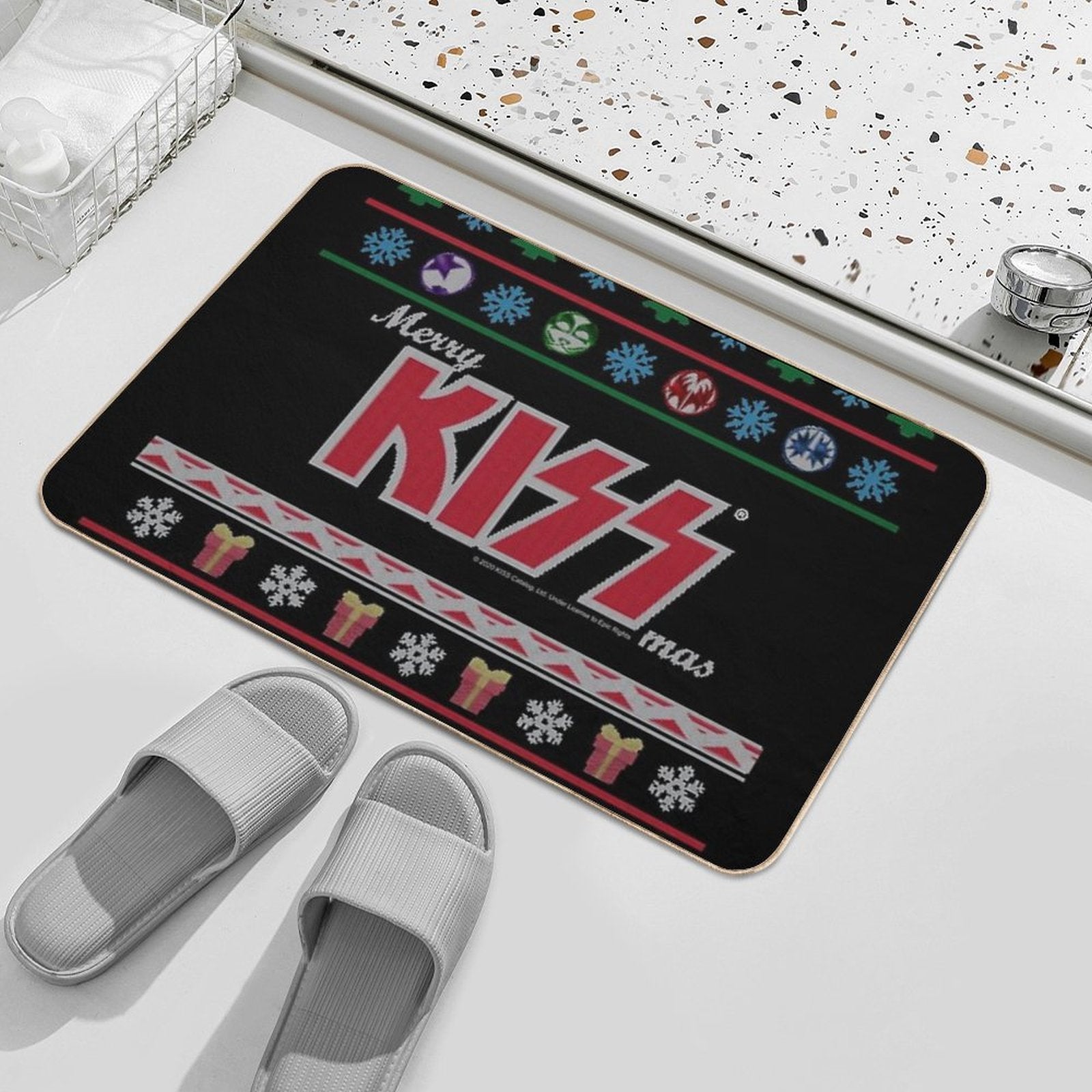 KISS ® The Band - Merry KissMas Ugly Sweater  Anti-Trip Bath Mat