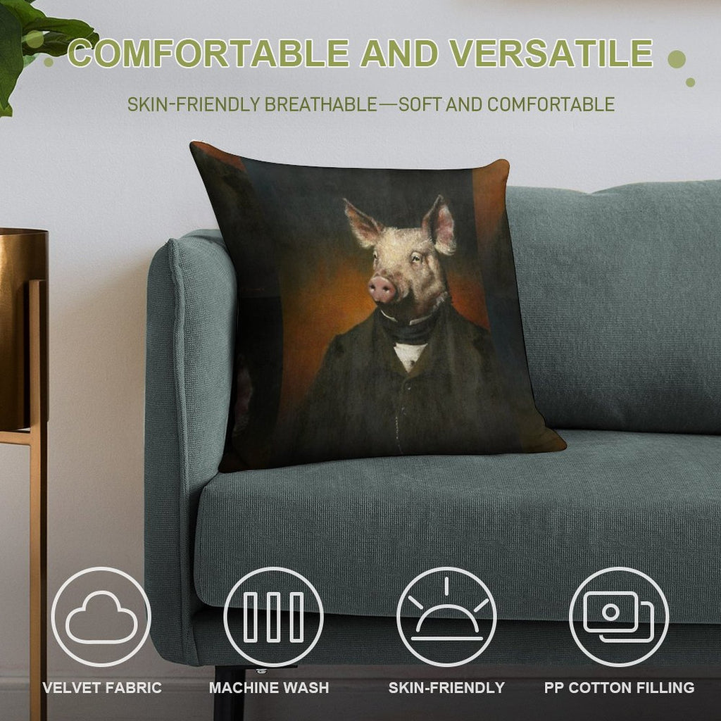 Victorian Pig Soft Style Accent Throw Pillow