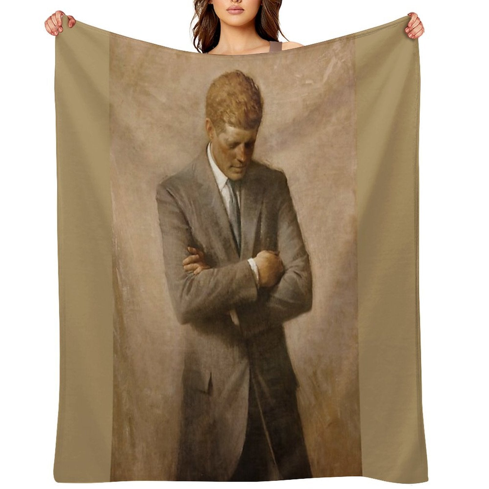 John F Kennedy Official Portrait by Aaron Shikler Versatility Throw Blanket