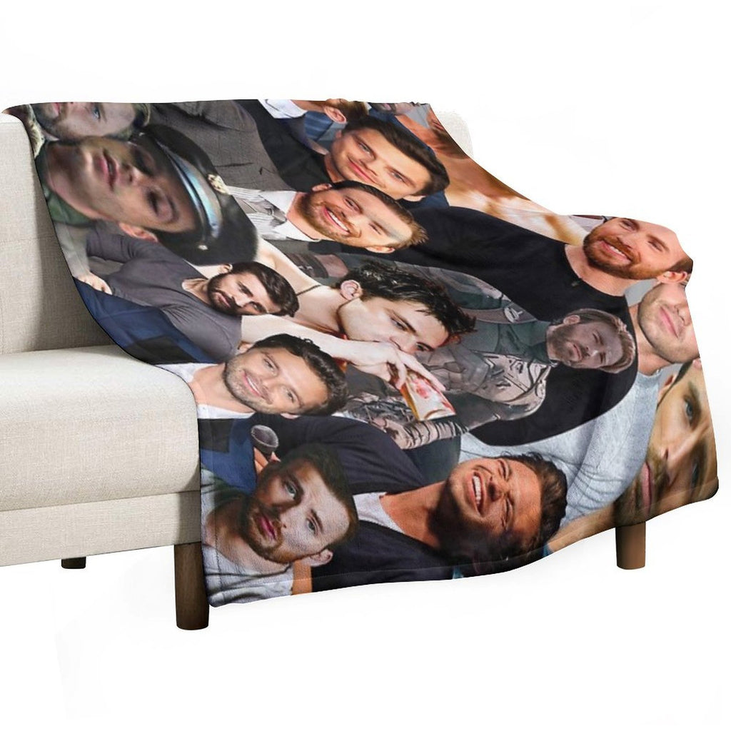 Chris Evans And Sebastian Stan Collage Merch Anti-pilling Throw Blanket