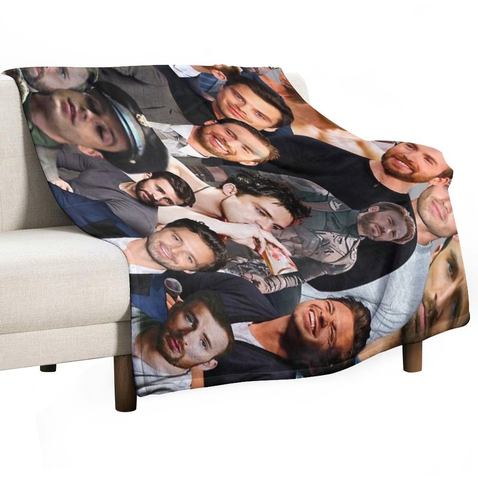Chris Evans And Sebastian Stan Collage Merch Anti-pilling Throw Blanket