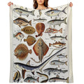 Adolphe Millot - Poissons B - French Vintage Nautical Poster Compact Throw Blanket