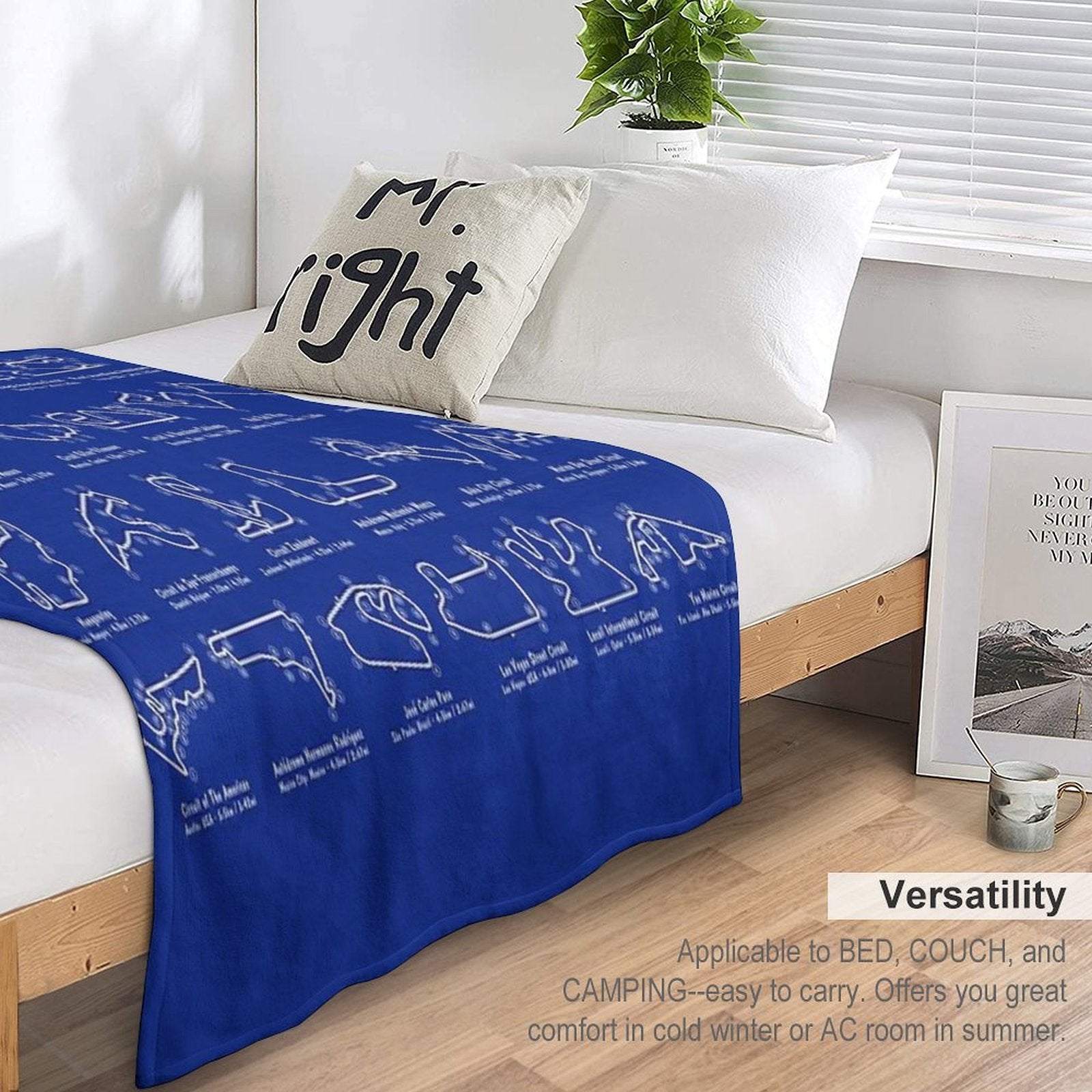 F1 Race Tracks  (White Stencil-No Background) Plush Throw Blanket
