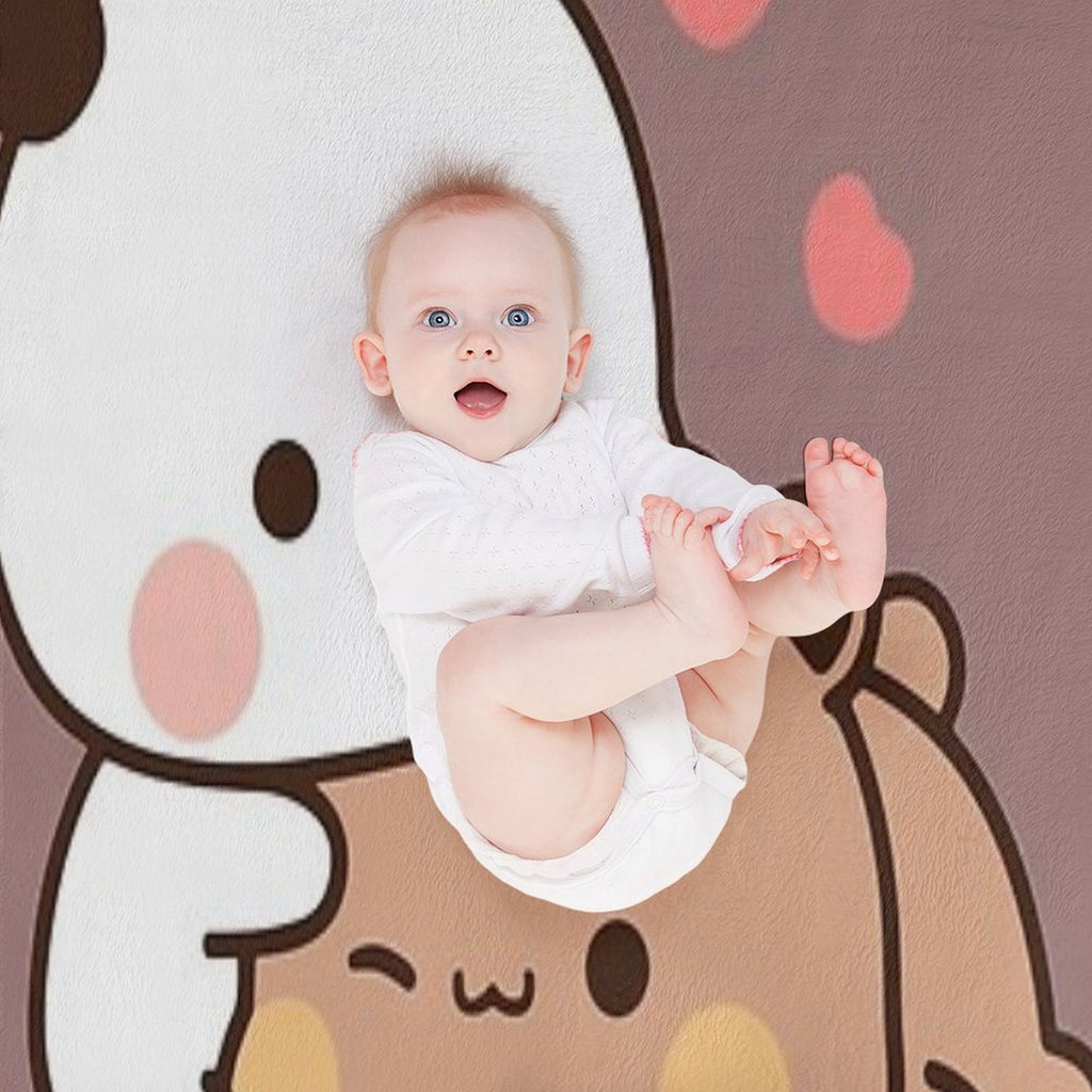 DuDu Bear And BuBu Panda’s Love Relaxing Moment Shrink-resistant Throw Blanket