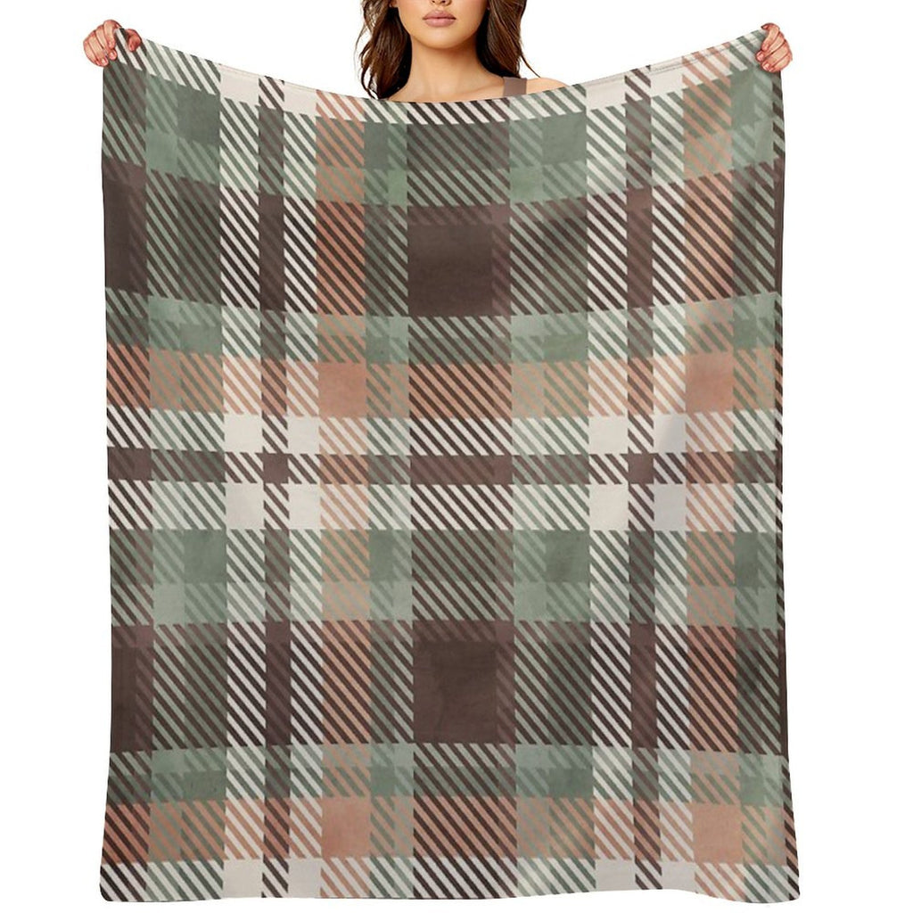Aspen Flannel Brown Teal Shrink-resistant Throw Blanket