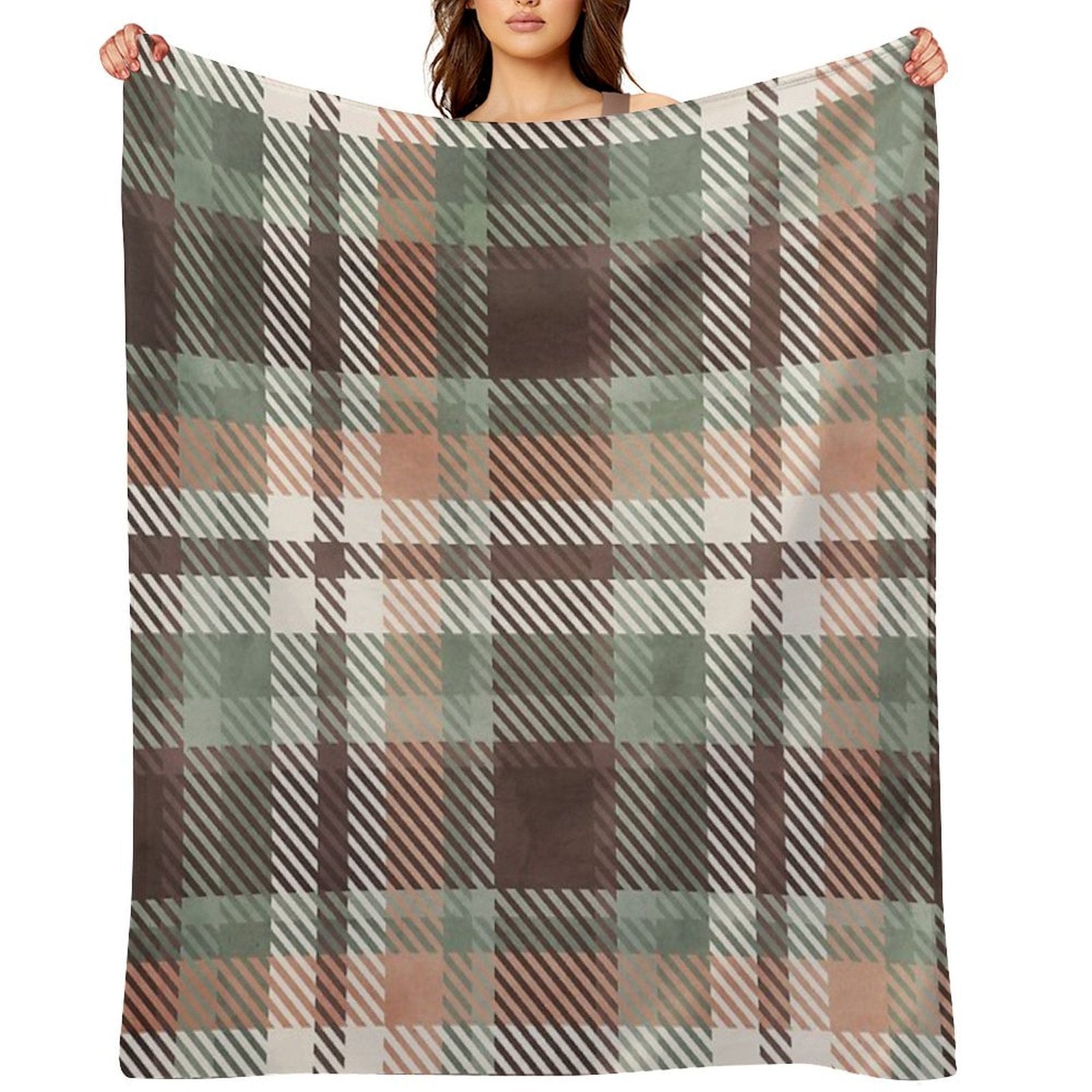 Aspen Flannel Brown Teal Shrink-resistant Throw Blanket