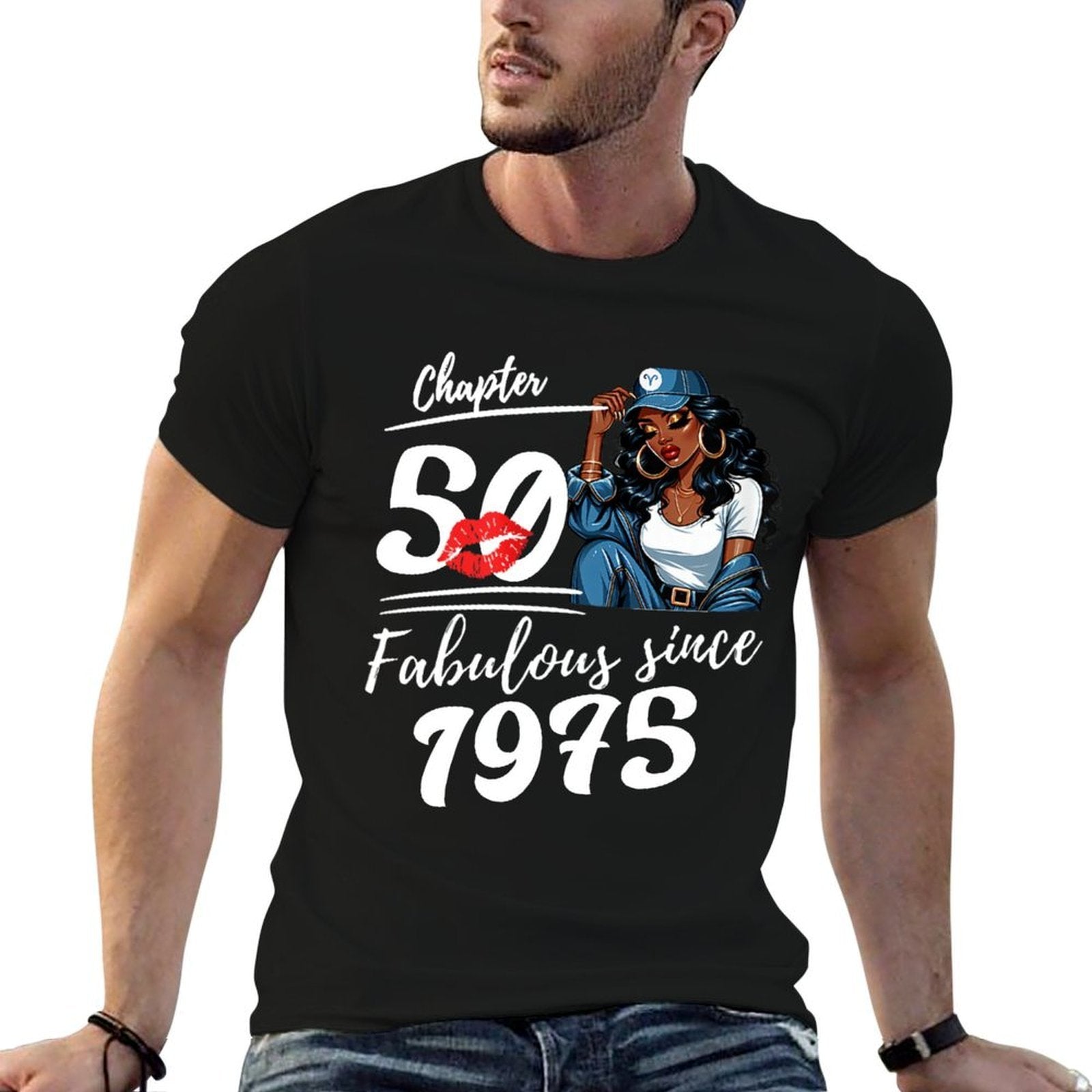 Chapter 50 Fabulous Since 1975 50th Birthday Women Melanin  Eco-friendly Material T-Shirt