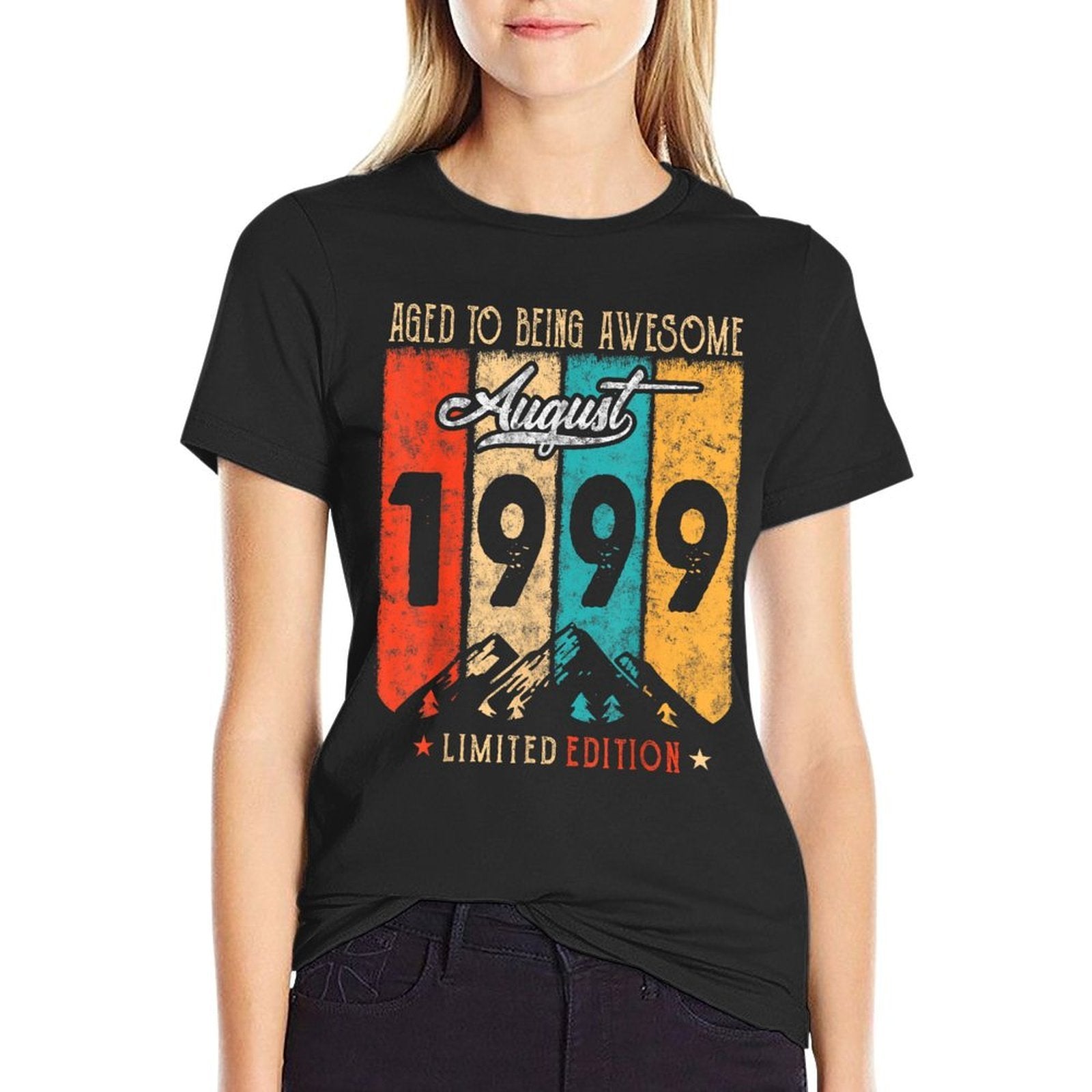 25 Years Old Retro Vintage August 1999 Funny 25th Birthday  Slim-fit Cut T-Shirt