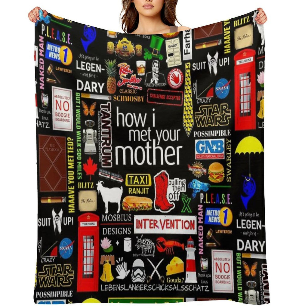 How I Met Your Mother Collage Poster Iconographic - Infographic Travel-friendly Throw Blanket