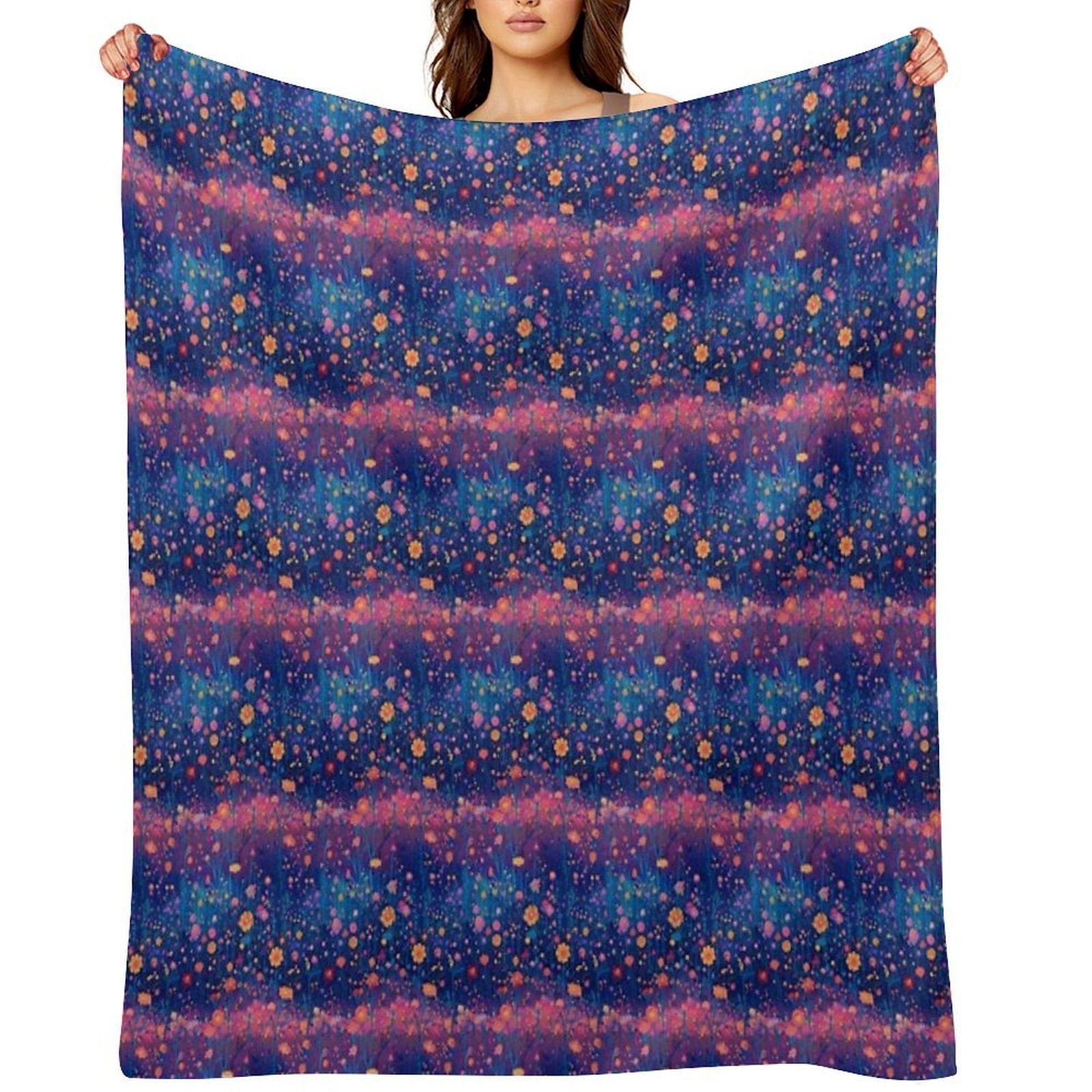 Field of Neon Cosmic Wildflowers Versatility Throw Blanket