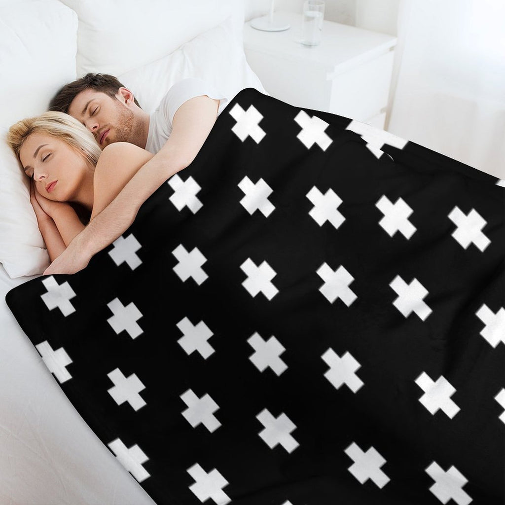 Swiss Cross Pattern Plush Throw Blanket
