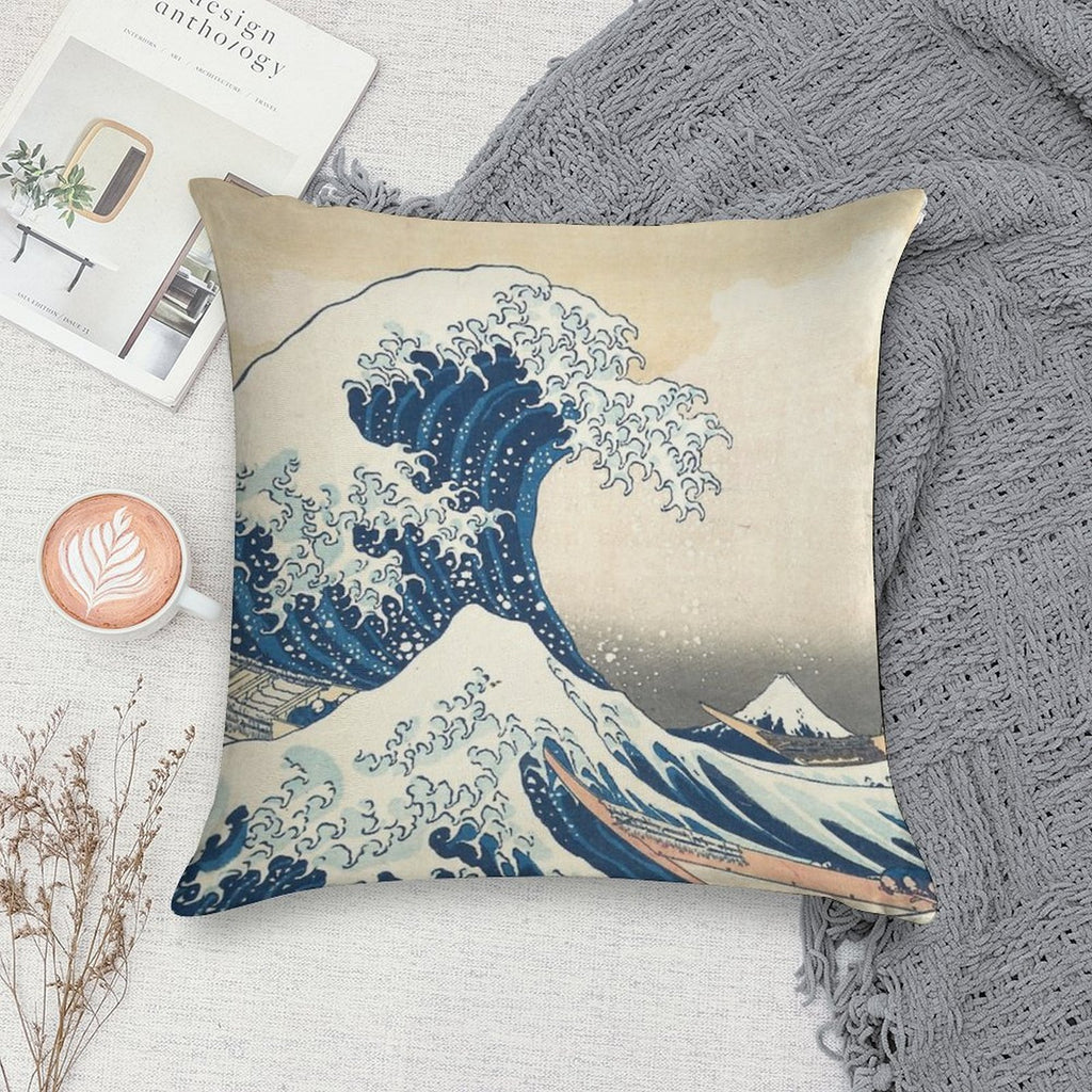 The Great Wave Off Kanagawa Soft Warmth Comfort Throw Pillow
