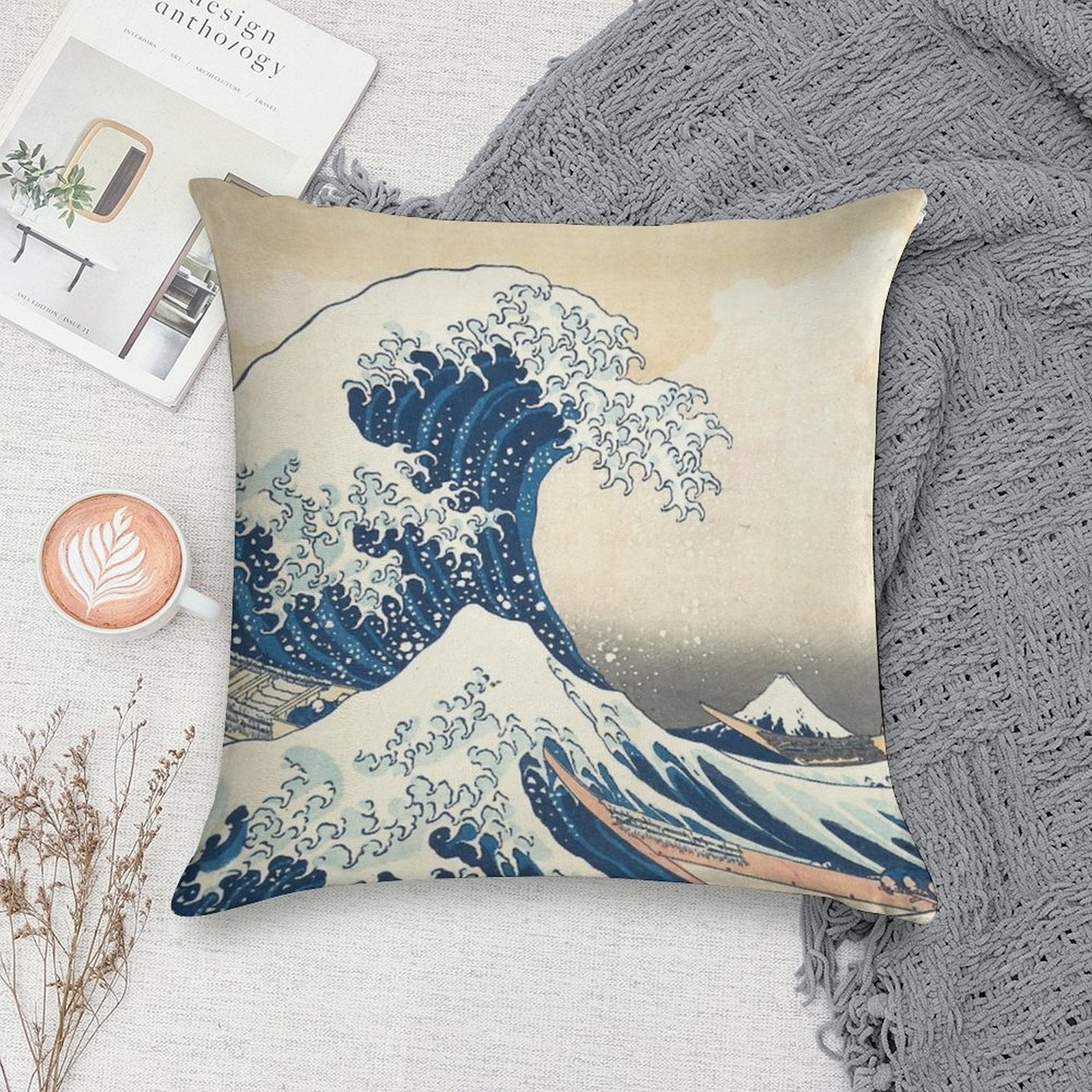 The Great Wave Off Kanagawa Soft Warmth Comfort Throw Pillow