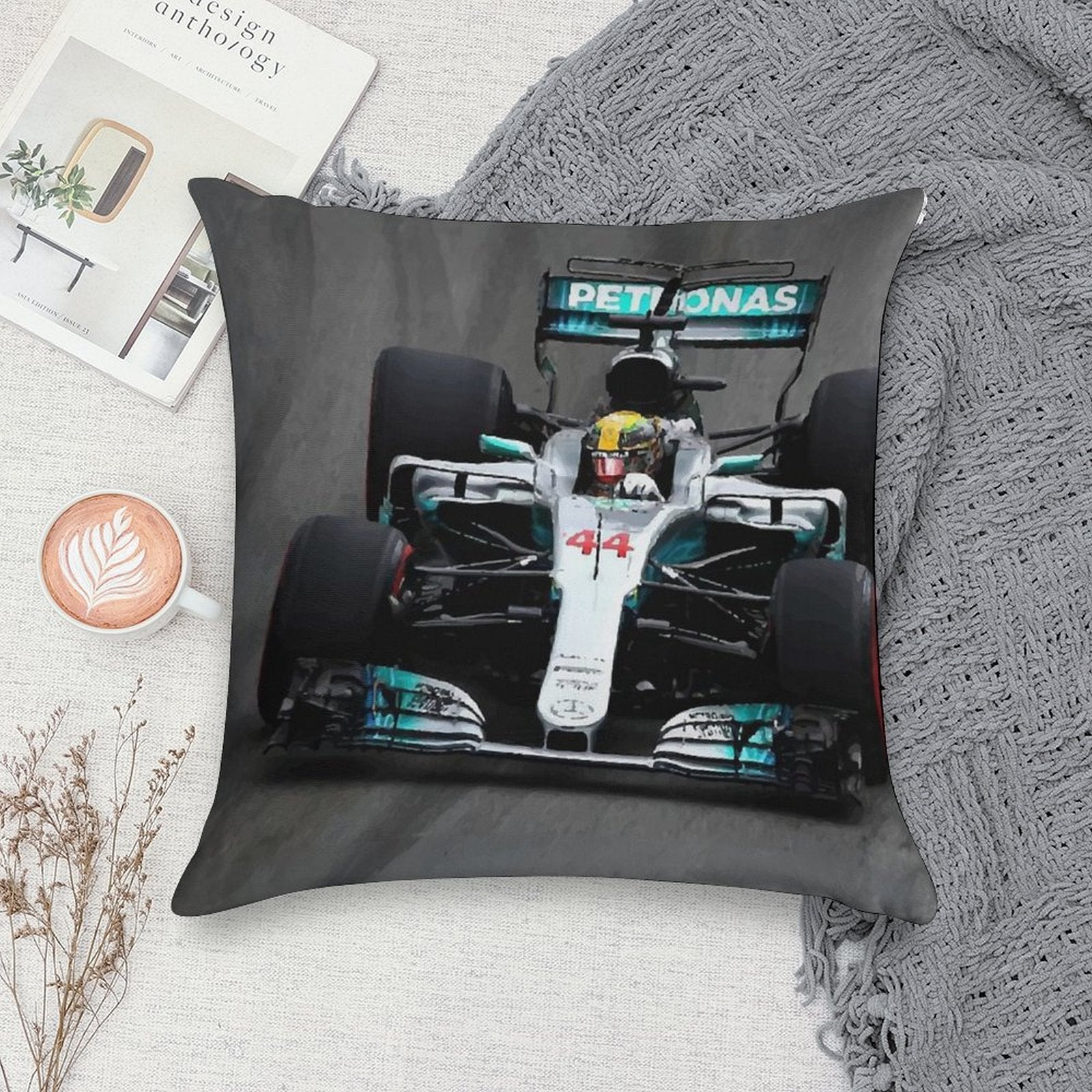 Lewis Hamilton 44 - F1 Soft Shrink-Resistant Throw Pillow