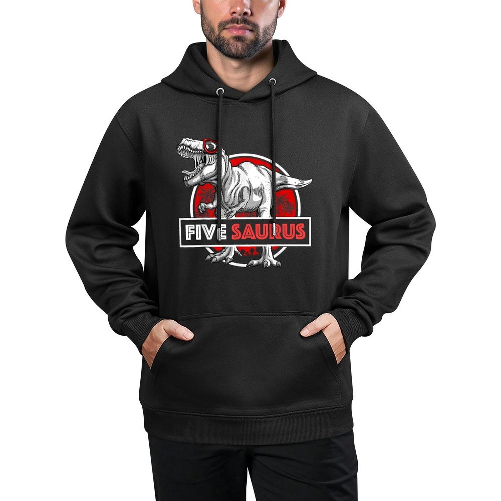 I Am Five Saurus 5 Yrs Old T-Rex for Boys 5th Birthday Gift Relaxed Fit Hoodie