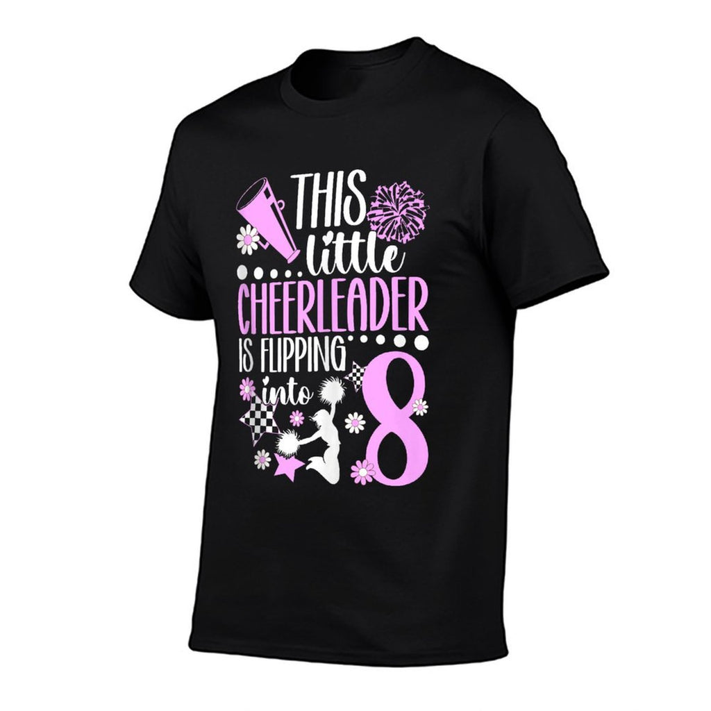 8th Cheer Birthday Party Eight Year Old Cheerleader  Lightweight T-Shirt