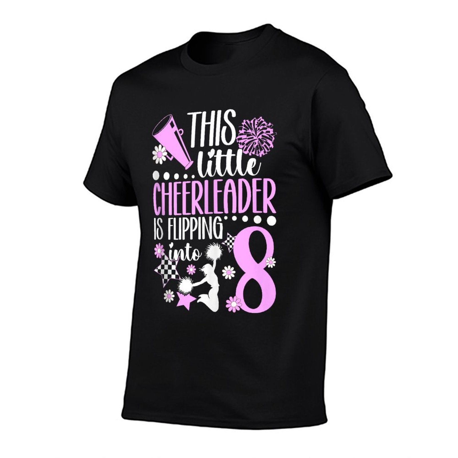 8th Cheer Birthday Party Eight Year Old Cheerleader  Lightweight T-Shirt