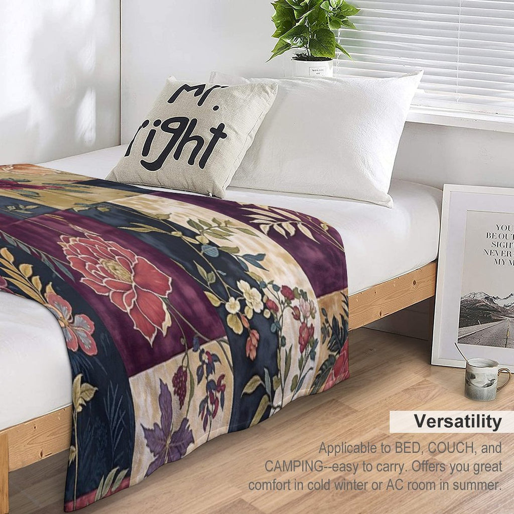 Ruby Myrrh Floral Patchwork Durable Throw Blanket