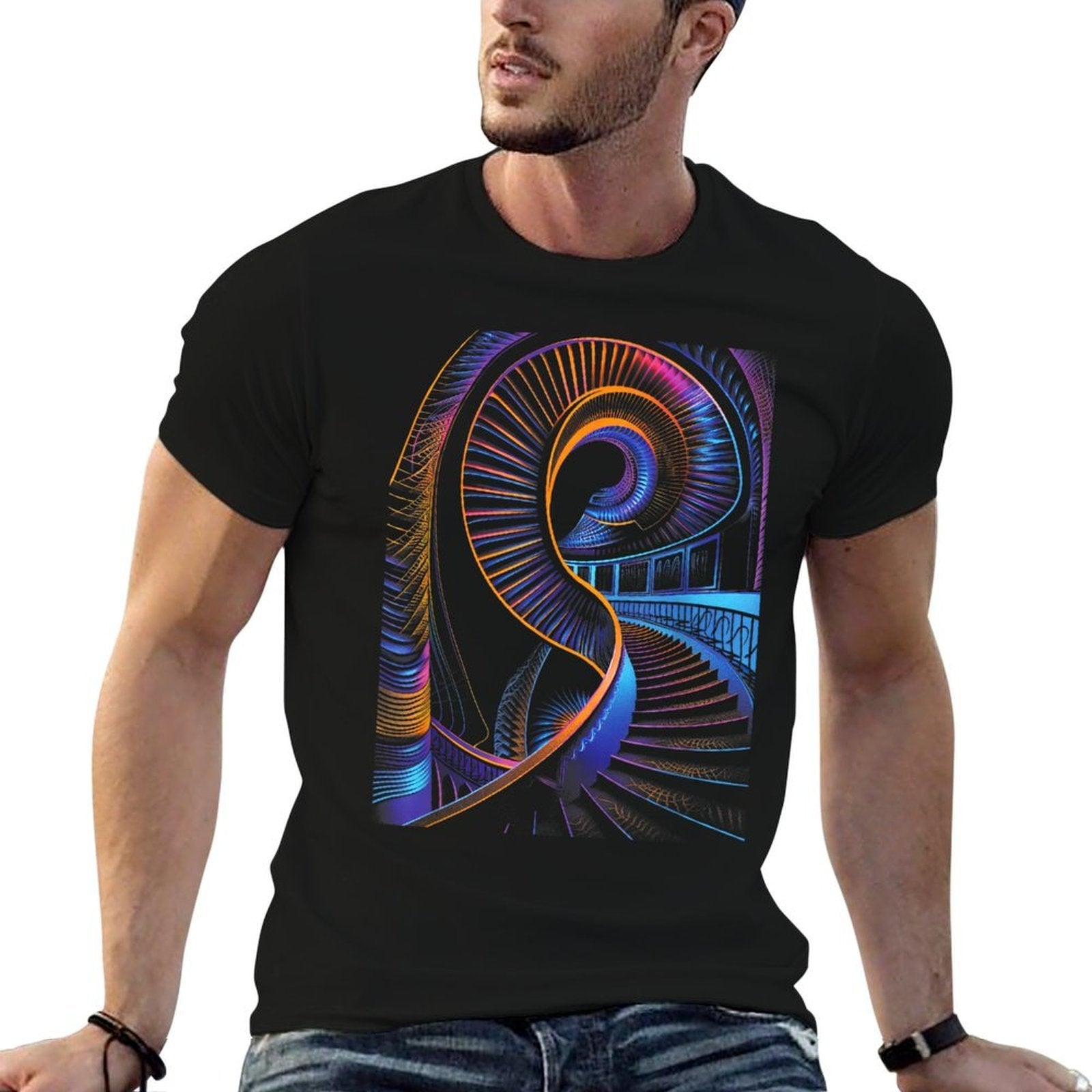 Optical Illusion Staircase Abstract Art  Affordable Price T-Shirt