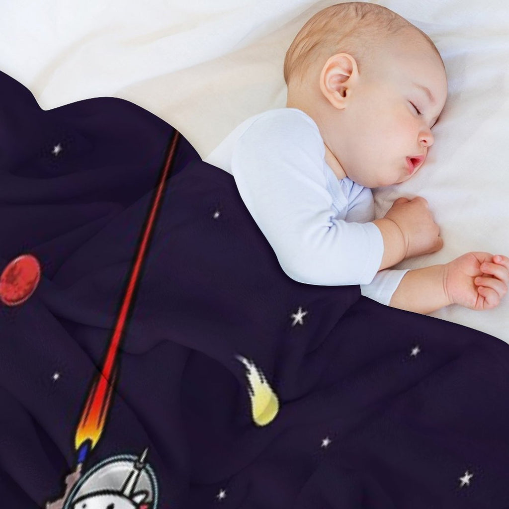 Unicorn Riding Triceratops In Space Multi-functional Throw Blanket