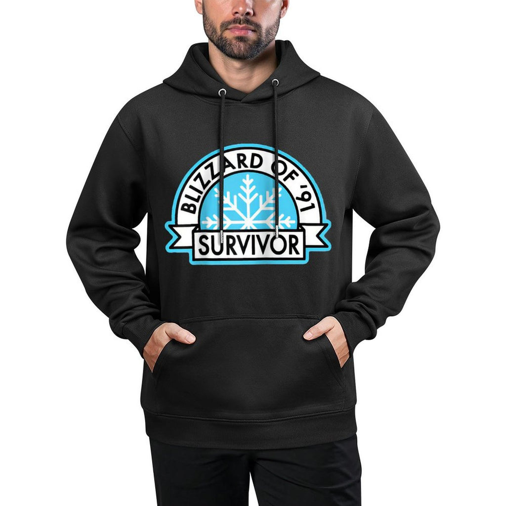 Blizzard of ’91 Survivor – Retro Snowstorm Badge Raglan Baseball Breathable Fabric Hoodie