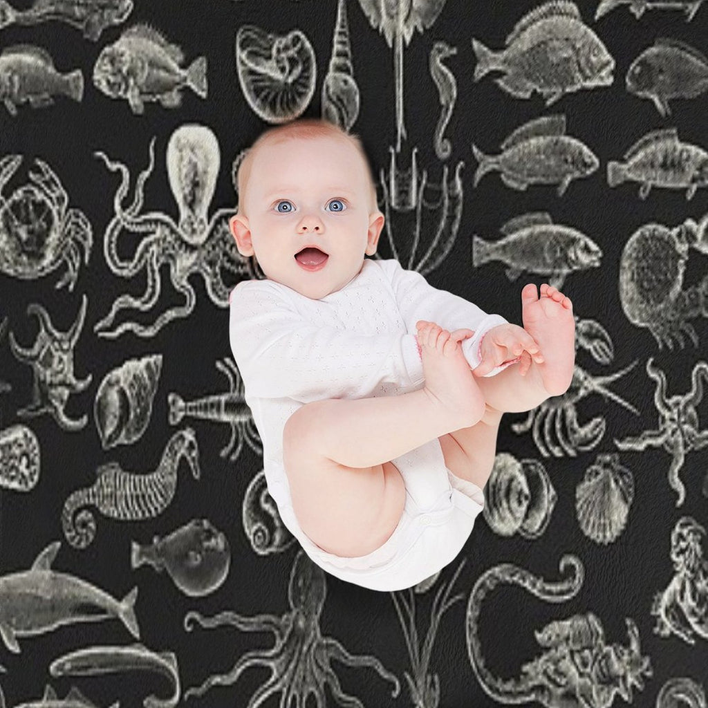 Sea Creatures - White Quick-dry Throw Blanket