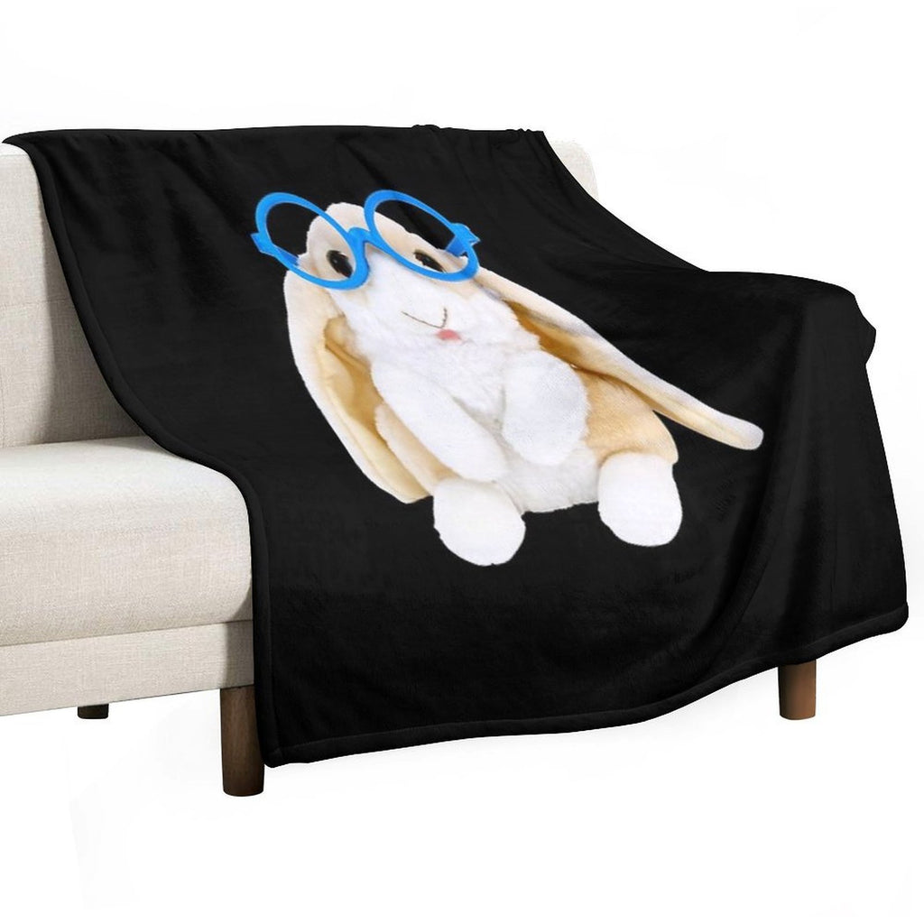 Bunny with Glasses Velvety-soft Throw Blanket